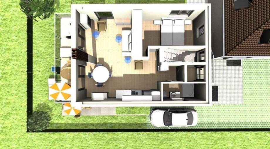 3D-Grundriss Obergescho� von Osten Terrassenwohnung Ottobrunn