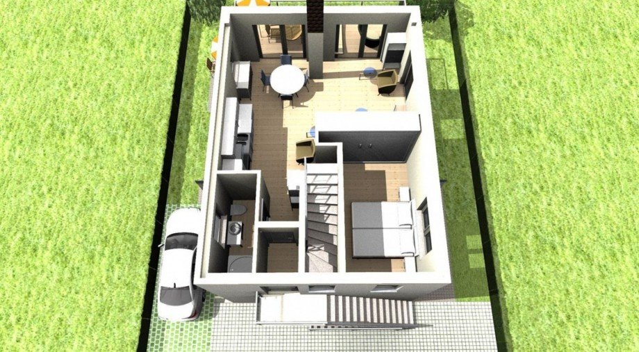 3D-Grundriss Obergescho� von Norden Terrassenwohnung Ottobrunn